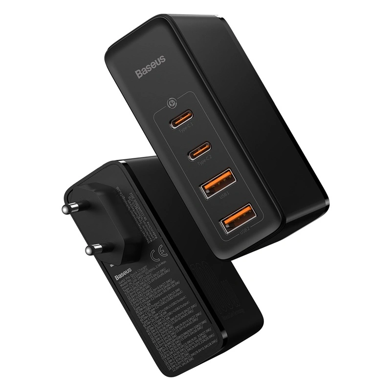 Сетевое зарядное устройство Baseus GaN2 Pro 2*USB+2*TYPE-C, 100W, Чёрное (CCGAN2P-L01). Фото 5