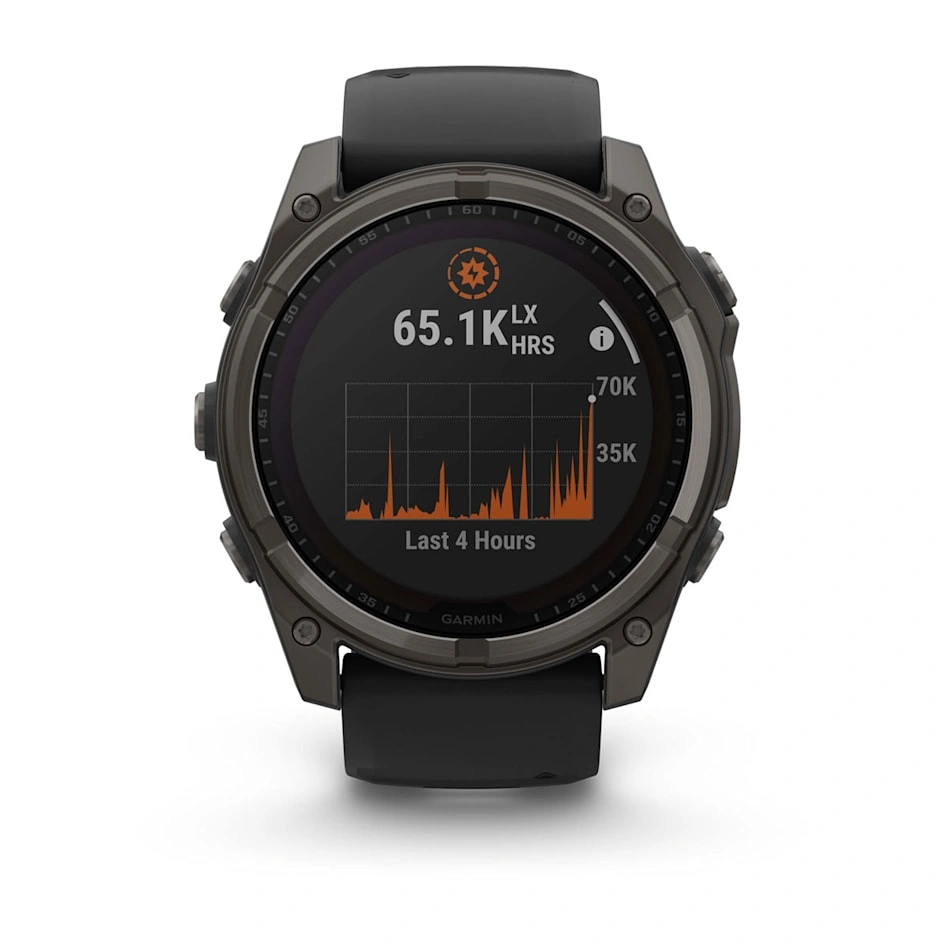Умные часы Garmin Fenix 8 51mm, Solar, Sapphire, Carbon Gray DLC Titanium with Black/Pebble Gray Silicone Band (010-02907-70). Фото 2