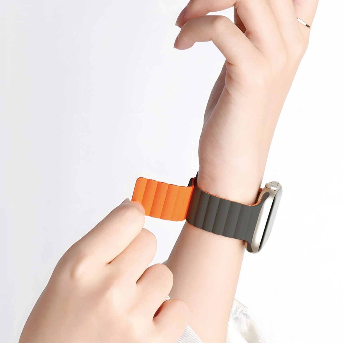 Ремешок Wiwu для Apple Watch 44/45/46/49мм Magnetic Silicon, Green/Yellow (Wi-WB001). Фото 4
