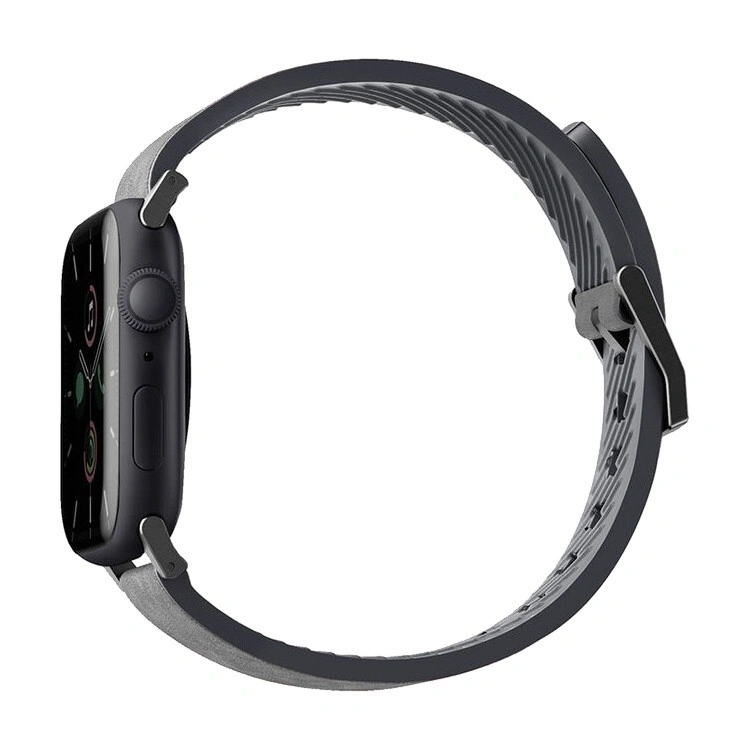 Ремешок Uniq для Apple Watch 44/45/46/49мм Straden Waterproof Leather/Silicone, Grey (45MM-STRAGRY). Фото 2