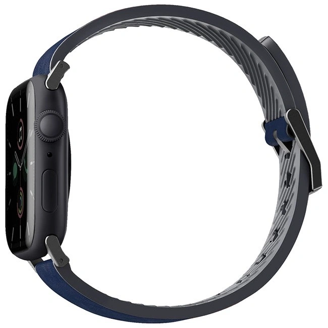 Ремешок Uniq Straden Waterproof Leather Hybrid Strap для Apple Watch 44/45/46/49мм, Синий (45MM-STRABLU). Фото 2