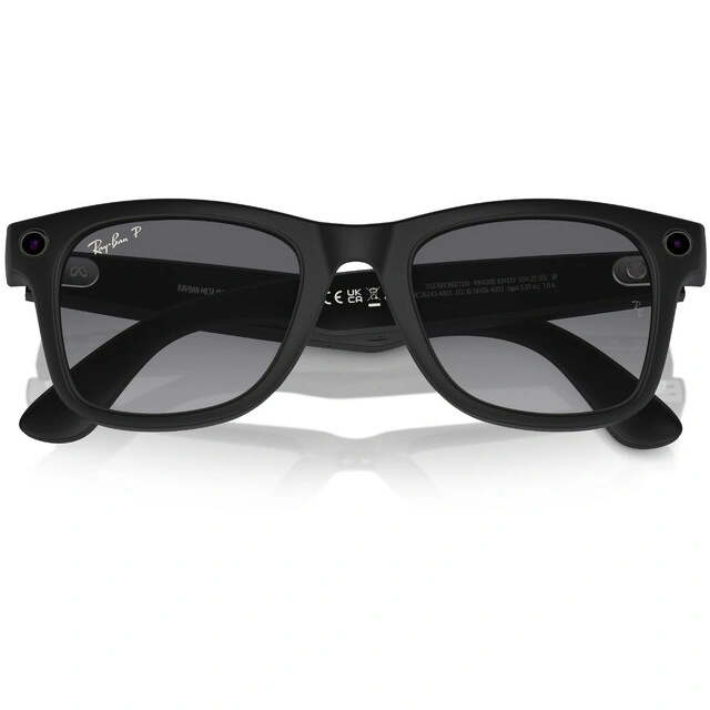 Умные очки Ray Ban Wayfarer RW4008 Матовый черный / Поляризационные градиентные графитовые L 155-53мм (601/ST353). Фото 4