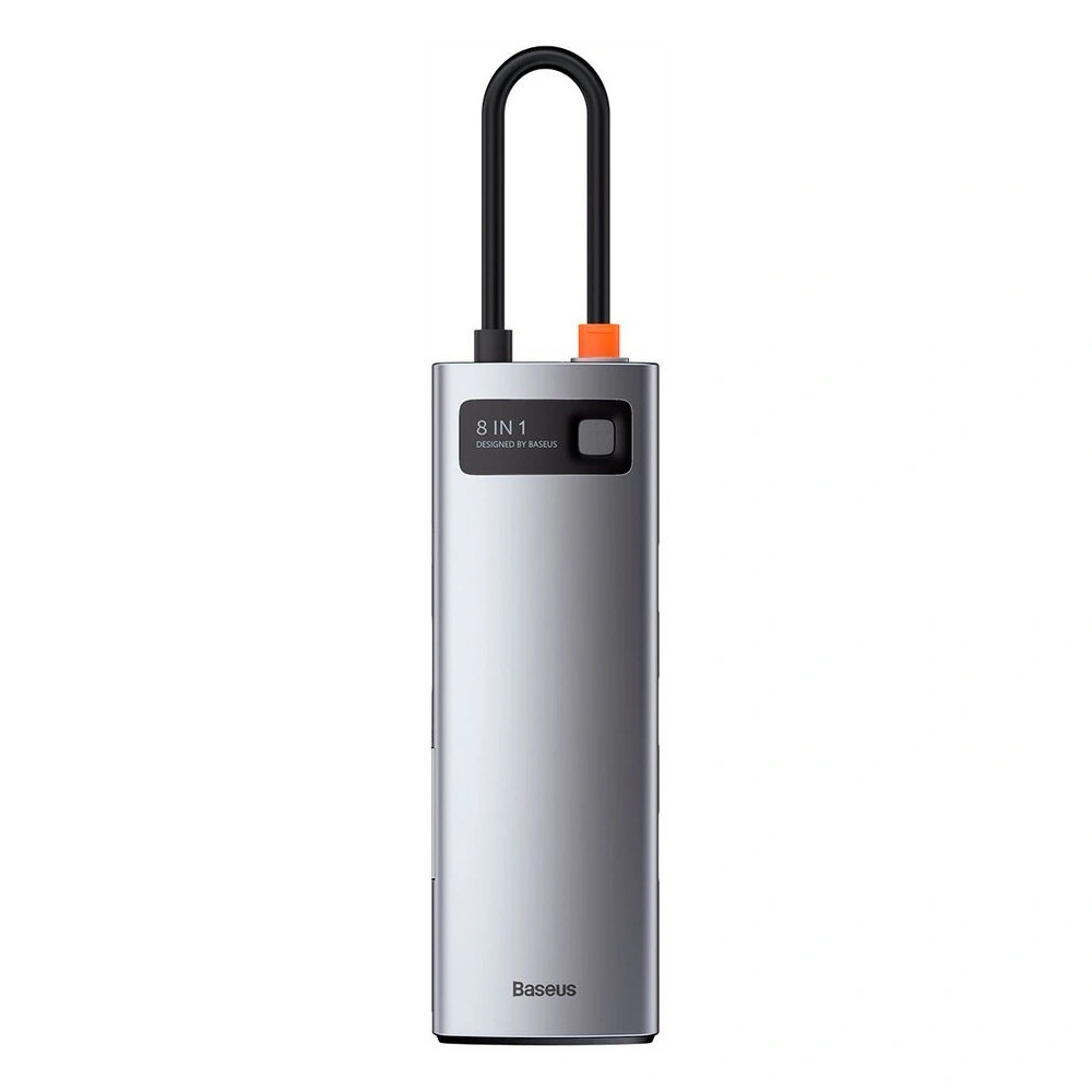 Хаб Baseus Metal Gleam Series 8-in-1 Multifunctional Type-C HUB Docking Station USB3.0x3, PD 100W, HDMI 4K, RJ45, SD, TF, серый (CAHUB-CV0G). Фото 2