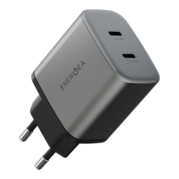 Сетевое зарядное устройство EnergEA AmpCharge GaN 45W 2x Type-C, Серый (CHR-AC2C-GAN45EU). Фото 1