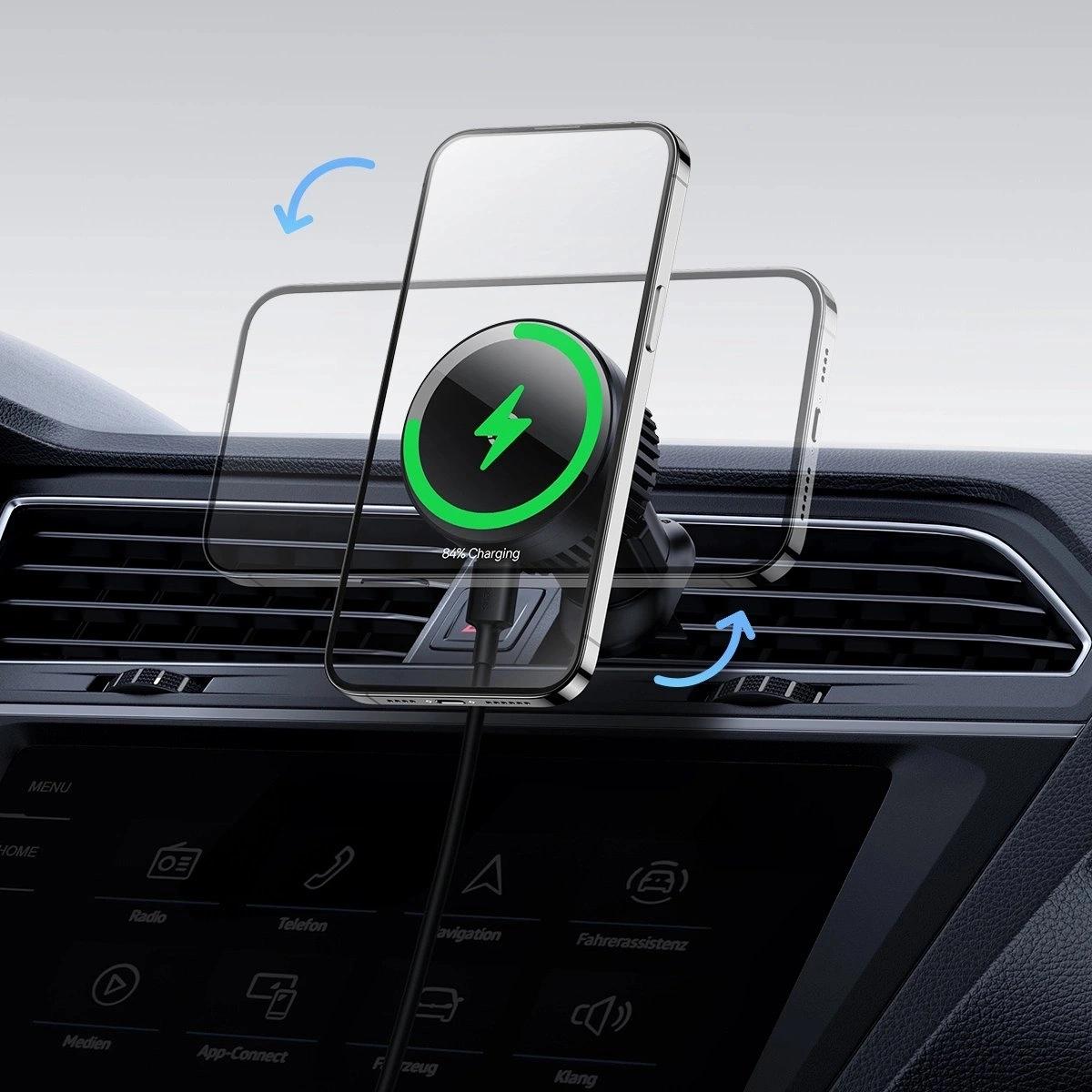 Держатель Baseus MagPro Series Magnetic Wireless Charging Car Mount Air Vent Version 15W, Black (C40164100121-00). Фото 6