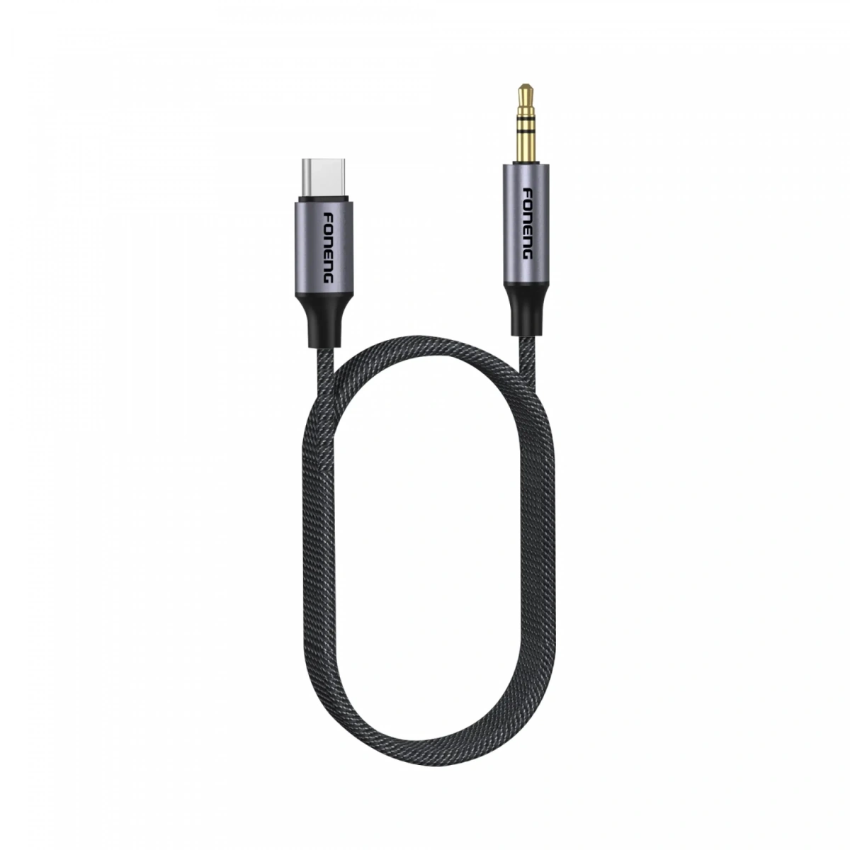 Кабель AUX Foneng 3.5mm to Type-C BM31, Metal gray. Фото 1