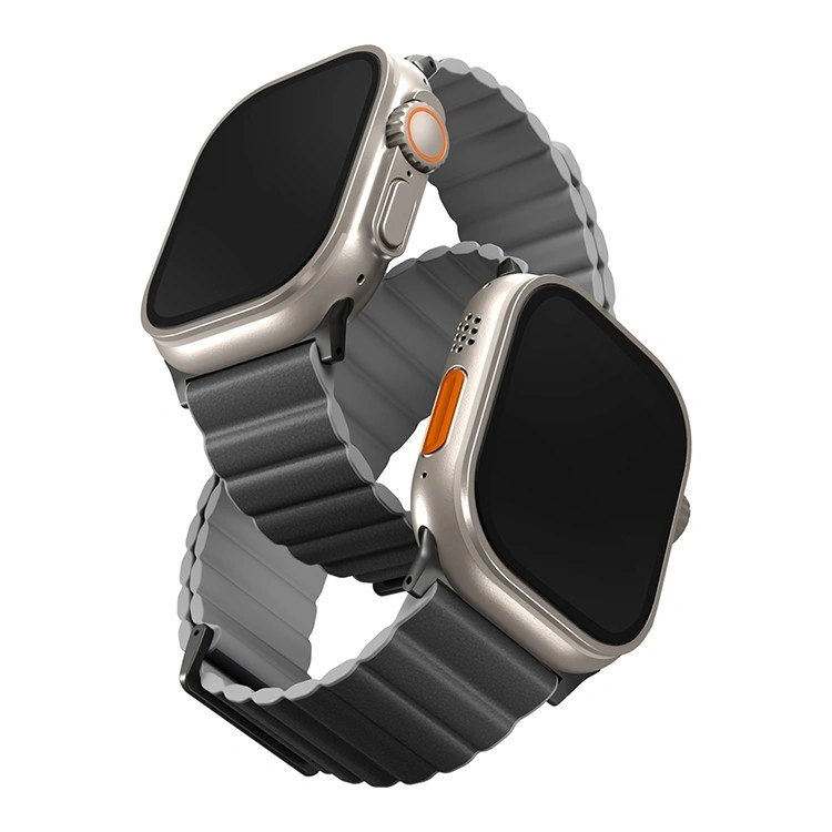 Ремешок Uniq Revix Premium Ed. Leather/Silicone Strap для Apple Watch 44/45/46/49мм, Серый (45MM-REVPCHRAGRY). Фото 1
