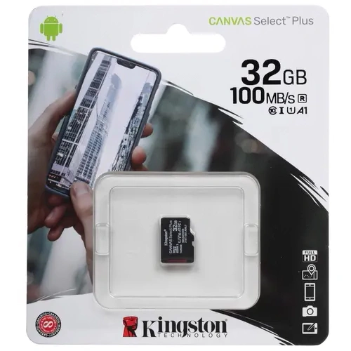 Карта памяти Kingston 32GB MicroSDHC Class 10 Canvas Select Plus 100MB/s. Фото 1