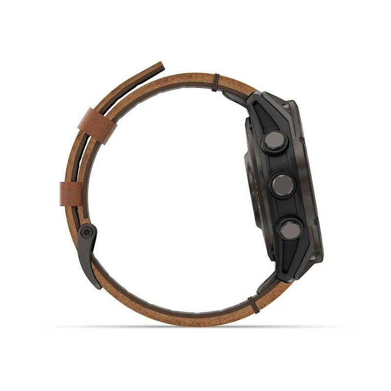 Умные часы Garmin Fenix 8 Pro 47mm, Amoled/Sapphire, Carbon Grey DLC Titanium wiht Chestnut Leather Band + Black/Pebble Gray Silicon Band (010-03198-40). Фото 4