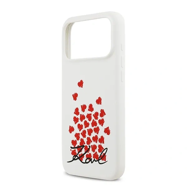 Накладка Lagerfeld для iPhone 17 Pro Max Liquid Silicone Hearts Hard (MagSafe), Белая (KLHMP17XSMHBKSOH). Фото 5