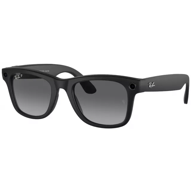 Умные очки Ray Ban Wayfarer RW4008 Матовый черный / Поляризационные градиентные графитовые L 155-53мм (601/ST353). Фото 1