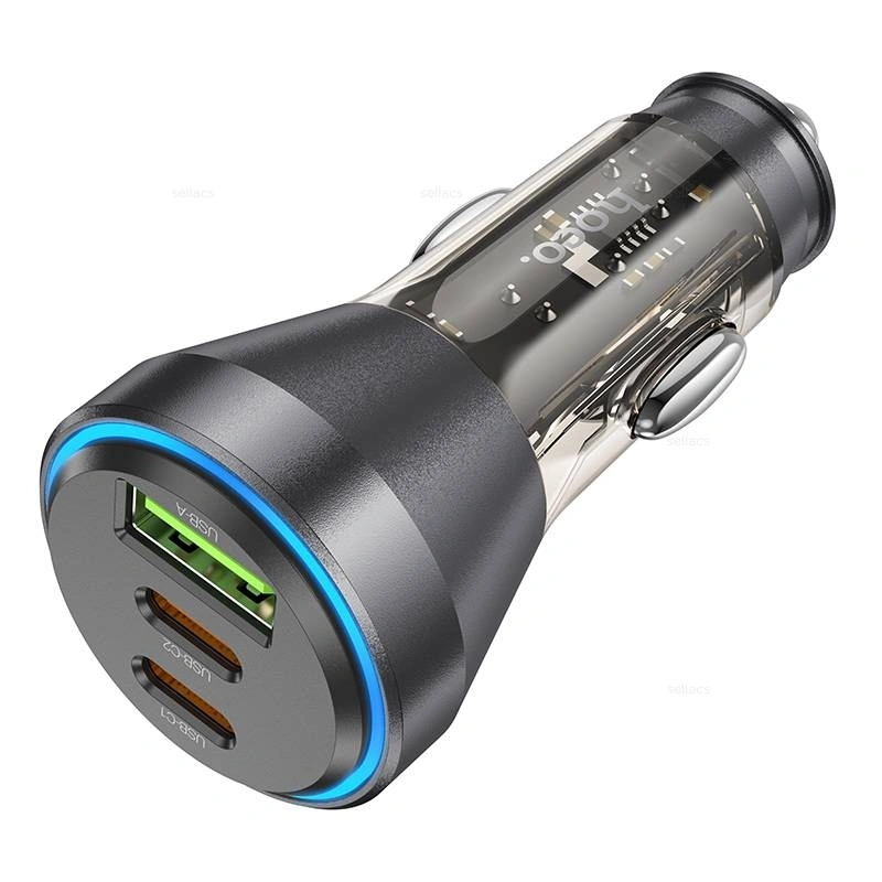 Автомобильное зарядное устройство Hoco NZ12D PD60W, Black. Фото 3