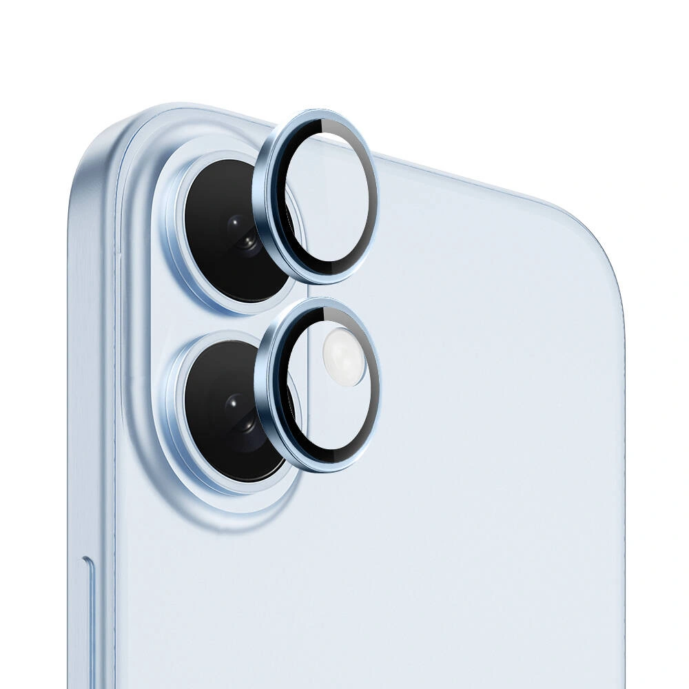 Защитное стекло на камеру Wiwu Dual Color Lens Guard для iPhone 16 / 16 Plus, Голубое. Фото 1
