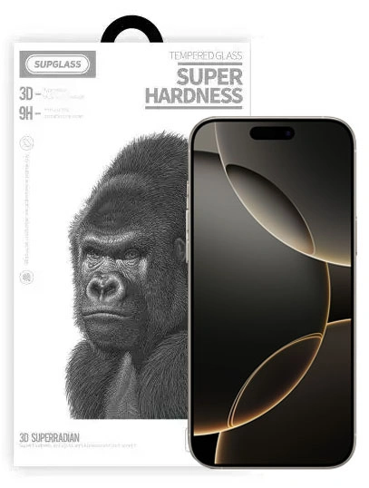 Защитное стекло SupGlass для iPhone 17 / 16 Pro 3D XC-11, Чёрное. Фото 1