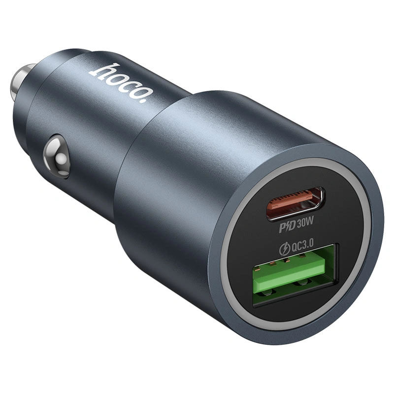Автомобильное зарядное устройство Hoco Z60 Bloom PD48W Type-C PD30W+ QC3.0, Aluminium Gray. Фото 4