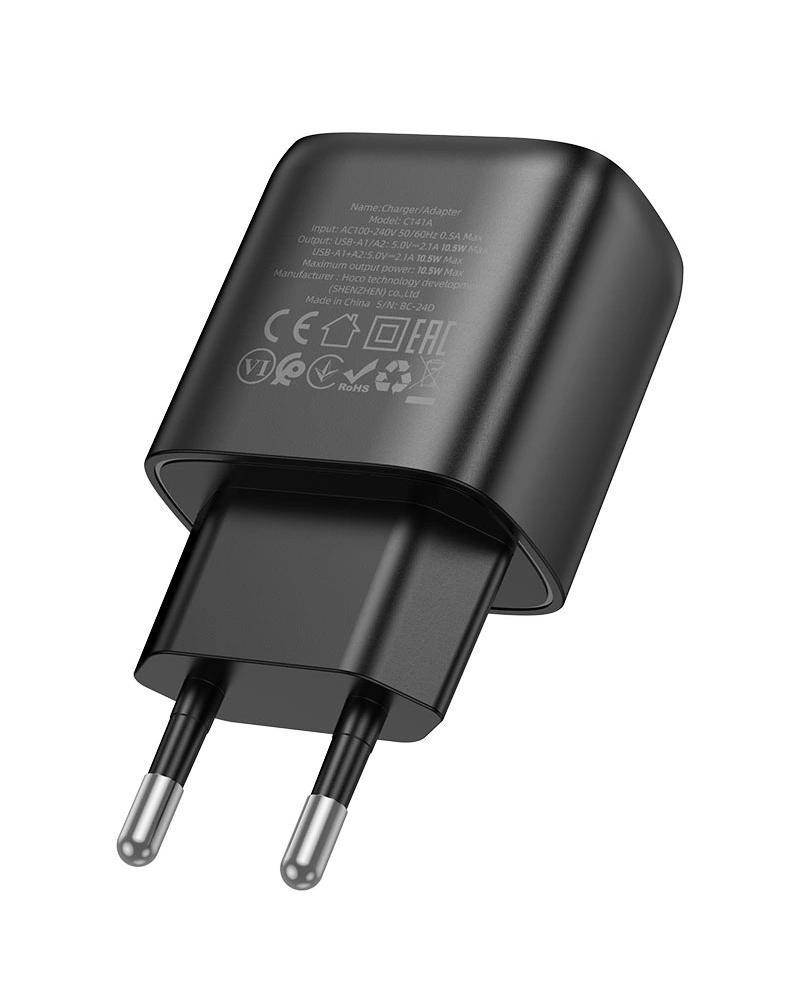 Сетевое зарядное устройство Hoco C141A Smart, Чёрное. Фото 2