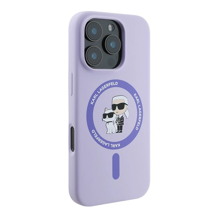 Накладка Lagerfeld для iPhone 16 Pro Max Liquid Silicone NFT Karl & Choupette Head Hard (MagSafe), Purple (KLHMP16XSCMKCRHU). Фото 2