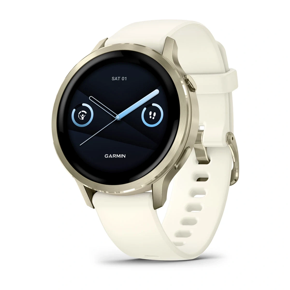 Умные часы Garmin Venu 4 41мм  Лунно-золотистые с силиконовым ремешком цвета слоновой кости (010-03013-00). Фото 1