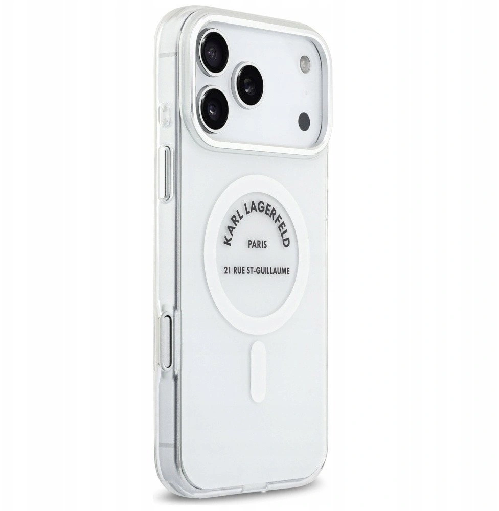 Накладка Lagerfeld для iPhone 17 Pro Max IML RSG logo Metal camera (MagSafe), Прозрачная (KLHMP17XHKRSGPT). Фото 4