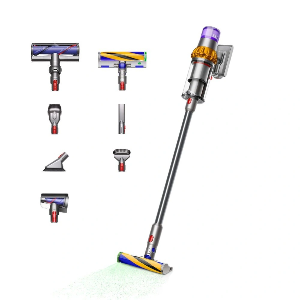 Беспроводной пылесос Dyson V15 Detect Absolute (SV47), Серо-желтый (расширенный комплект - 7 насадок). Фото 1