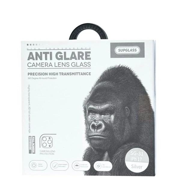 Защитное стекло на камеру SupGlass для iPhone 17/16/16 Plus Anti Glare Camera Lens Glass SG-31, Серебристое. Фото 2