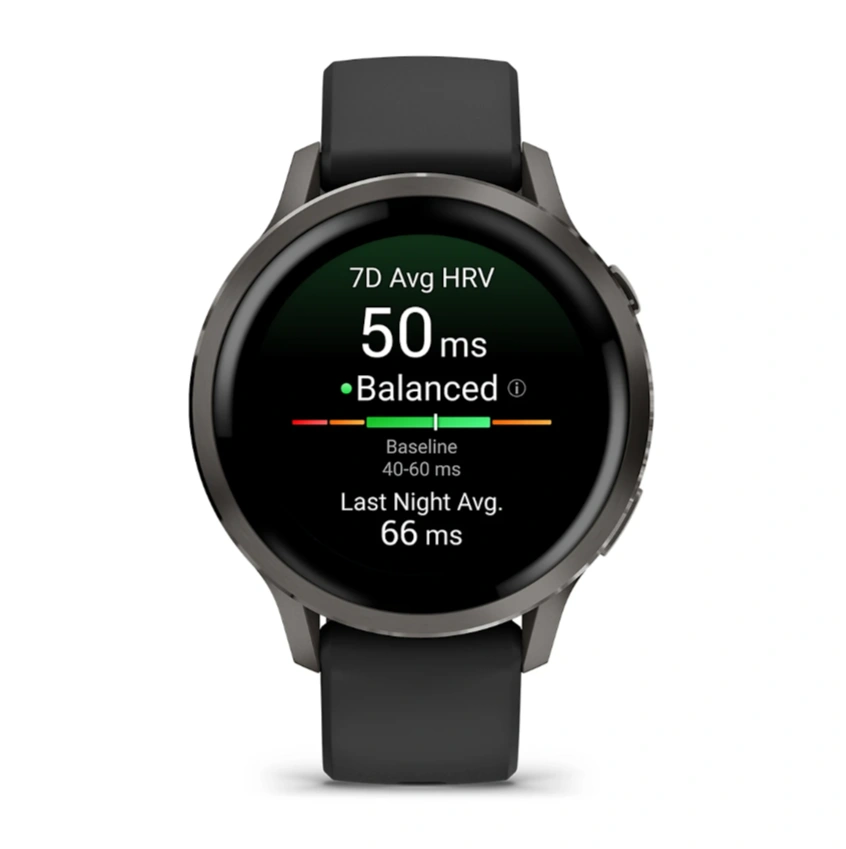 Умные часы Garmin Venu 4 41мм Тёмно-серые с чёрным силиконовым ремешком (010-03013-42). Фото 3