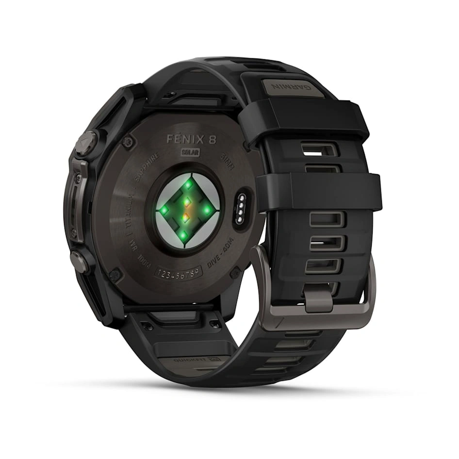 Умные часы Garmin Fenix 8 51mm, Solar, Sapphire, Carbon Gray DLC Titanium with Black/Pebble Gray Silicone Band (010-02907-70). Фото 6