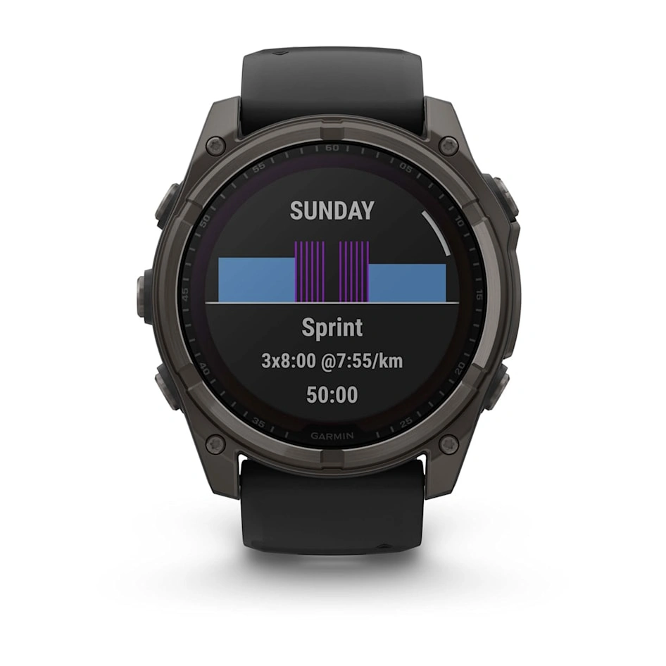 Умные часы Garmin Fenix 8 51mm, Solar, Sapphire, Carbon Gray DLC Titanium with Black/Pebble Gray Silicone Band (010-02907-70). Фото 4