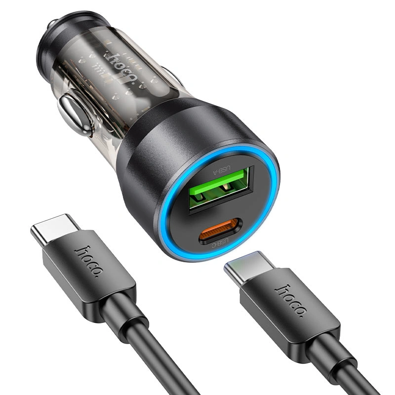 Автомобильное зарядное устройство Hoco NZ12A Action PD43W, Black. Фото 1