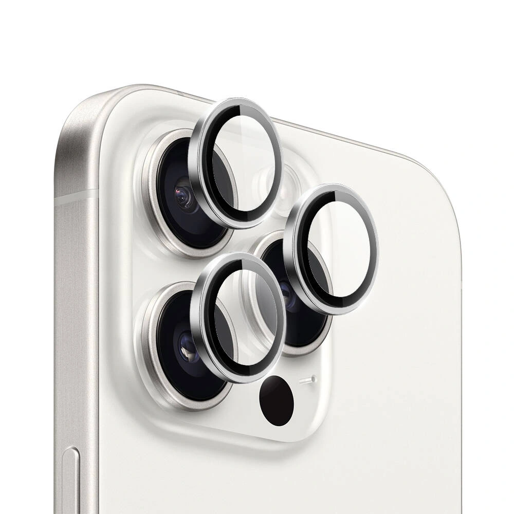 Защитное стекло на камеру Wiwu Dual Color Lens Guard для iPhone 16 Pro/16 Pro Max, Серебро. Фото 1