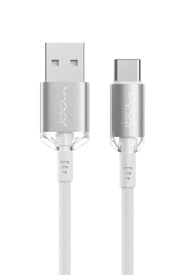 Кабель Vyvylabs Crystal Series Fast Charging Data Cable USB to Type-C 3A 1м, Белый (VCSUC-01). Фото 2