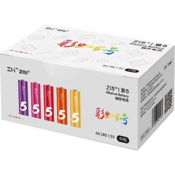 Батарейки ZMi Rainbow ZI5 типа AA LR6 40шт. 1.5V. Фото 1