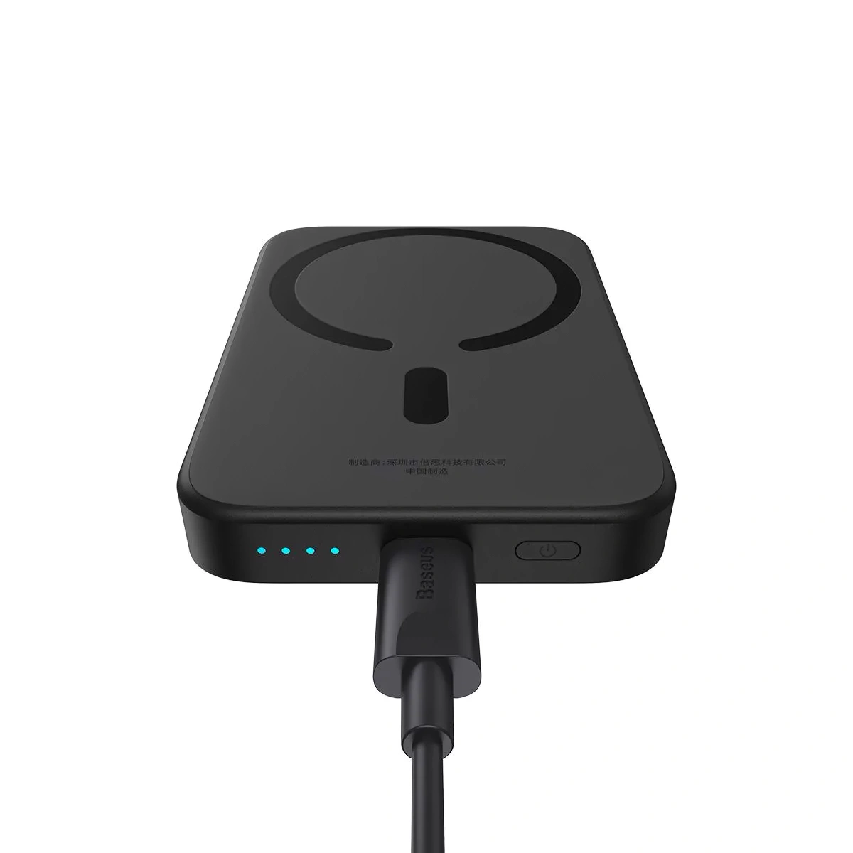 Внешний аккумулятор Baseus Magnetic Mini Air Wireless Fast Charge Power Bank 6000mah 20W с кабелем, Чёрный (P10059003112-00). Фото 4