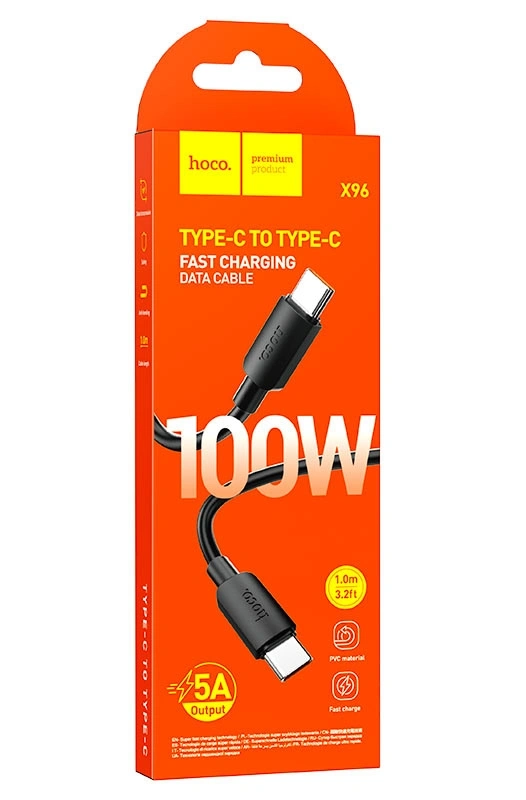 Кабель Hoco X96 Hyper PD60W Type-C - Type-C 1м, Чёрный. Фото 4