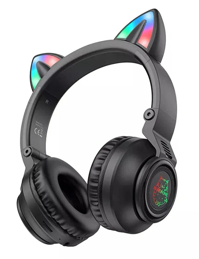 Беспроводные наушники Borofone BO18 Cat ear, Чёрные. Фото 1