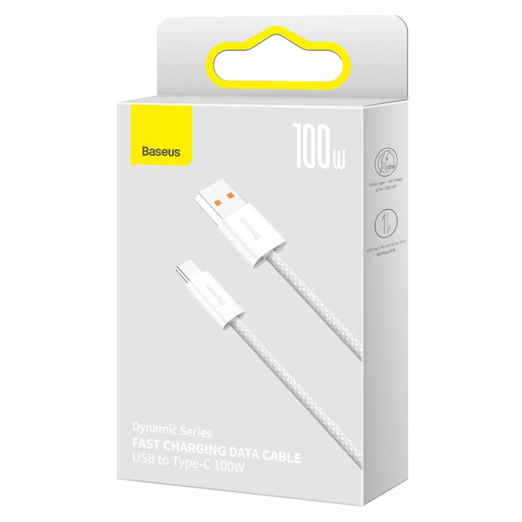 Кабель Baseus Dynamic Series Fast Charging Data Cable USB to Type-C 100Вт 1м, Белый (CALD000602). Фото 3