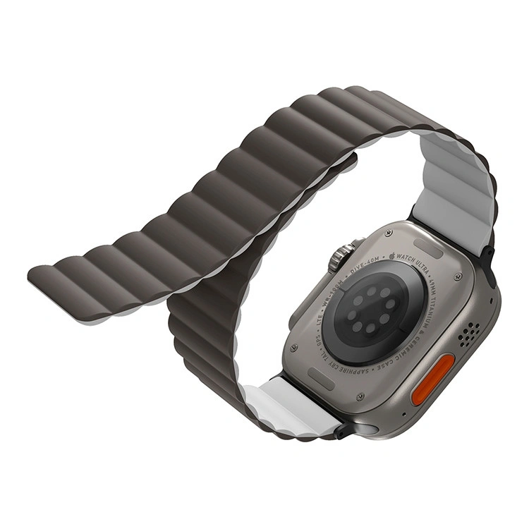 Ремешок Uniq Revix Reversible Magnetic Silicone Strap для Apple Watch 44/45/46/49мм, Серый, белый (49MM-REVAGRYDWHT). Фото 1