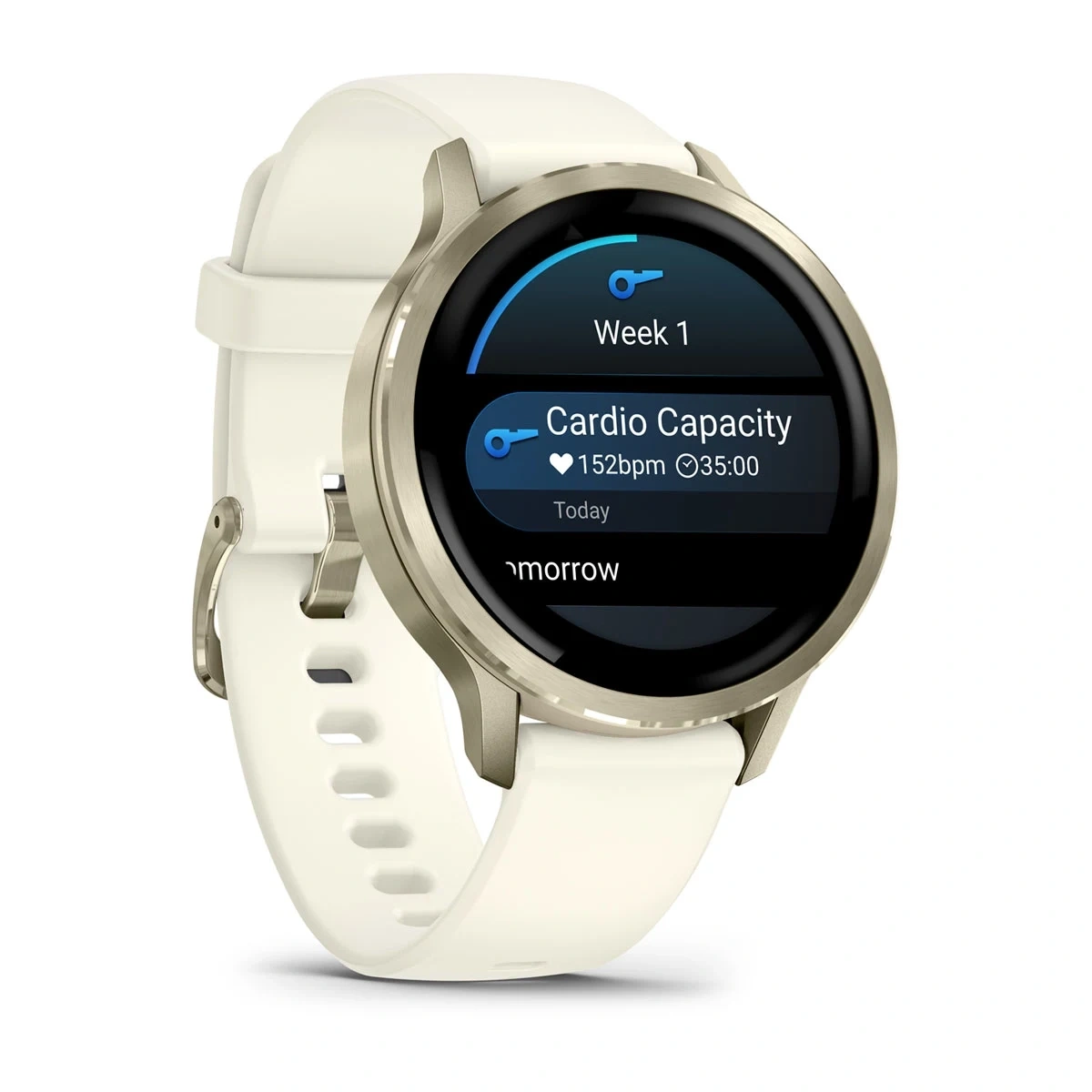 Умные часы Garmin Venu 4 41мм  Лунно-золотистые с силиконовым ремешком цвета слоновой кости (010-03013-00). Фото 3