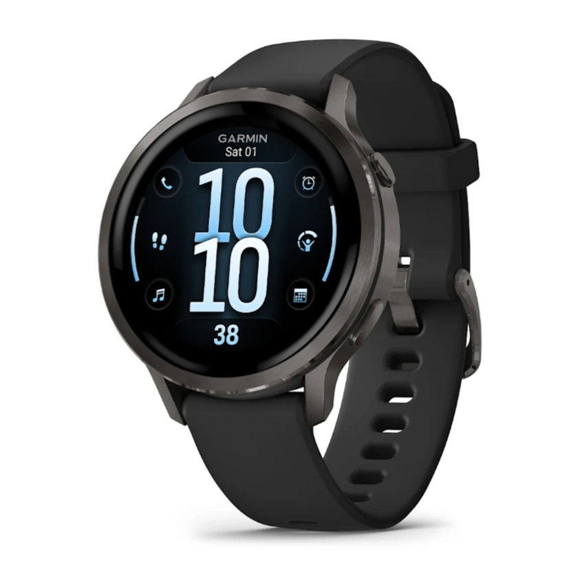 Умные часы Garmin Venu 4 41мм Тёмно-серые с чёрным силиконовым ремешком (010-03013-42). Фото 1