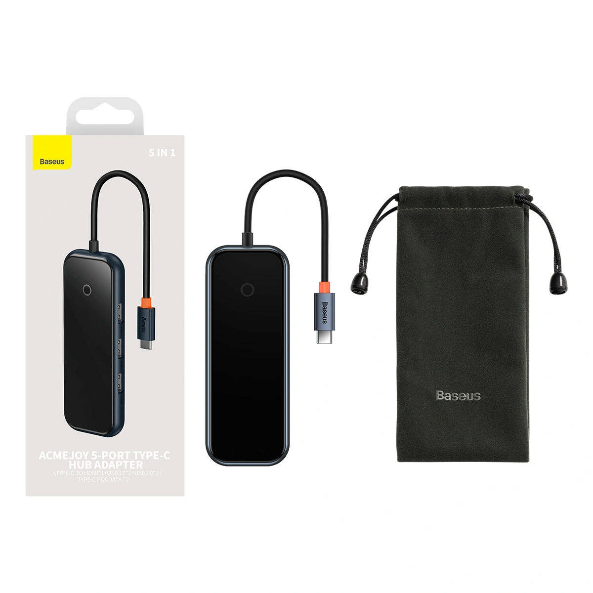 Хаб Baseus AcmeJoy 5-Port Type-C Hub Adapter, Темно-серый (WKJZ010213). Фото 8