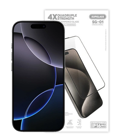 Защитное стекло SupGlass для iPhone 16 Pro/17 Strongest Tempered Glass SG-01, Чёрное. Фото 1
