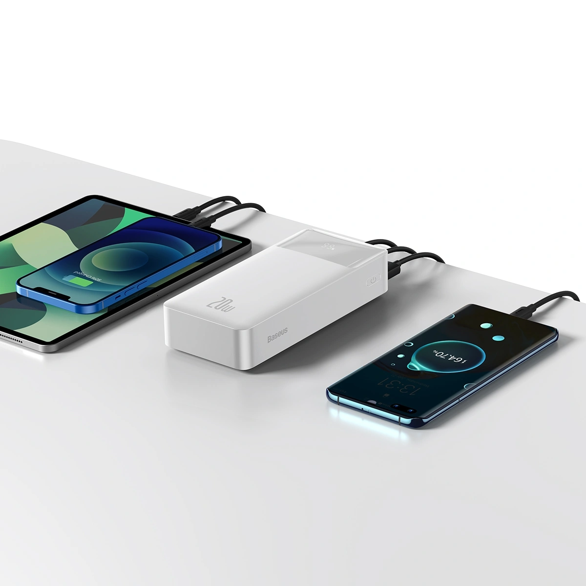 Внешний аккумулятор Baseus Bipow Digital Display Power bank 30000mAh 20W, Белый (PPDML-N02). Фото 3