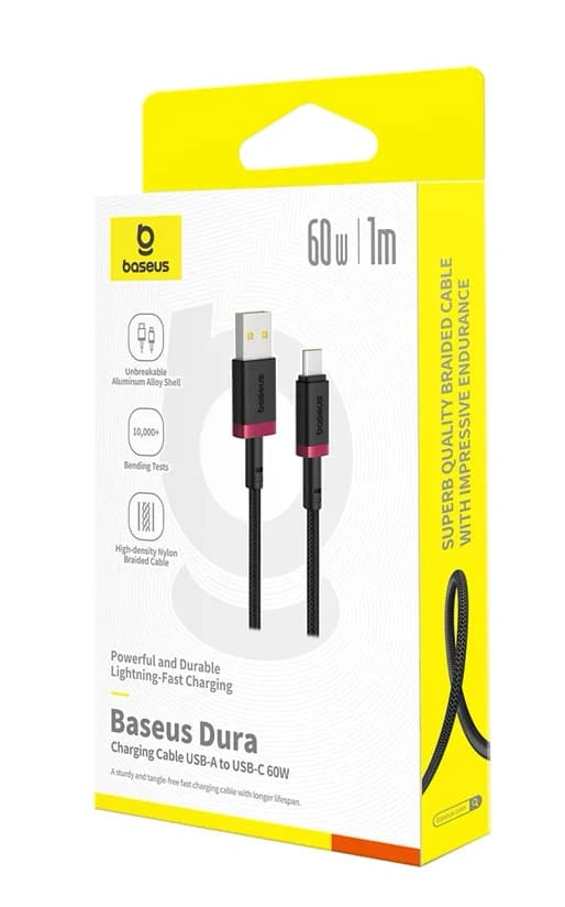 Кабель Baseus Dura Series Fast Charging Cable USB to Type-C 60Вт 1м, Чёрный-золотой (P10377802U01-00). Фото 2