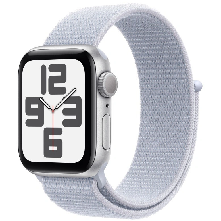 Apple Watch SE 2024, 40 мм, алюминий цвета "Серебро", Blue Cloud Sport Loop (MXEE3). Фото 1