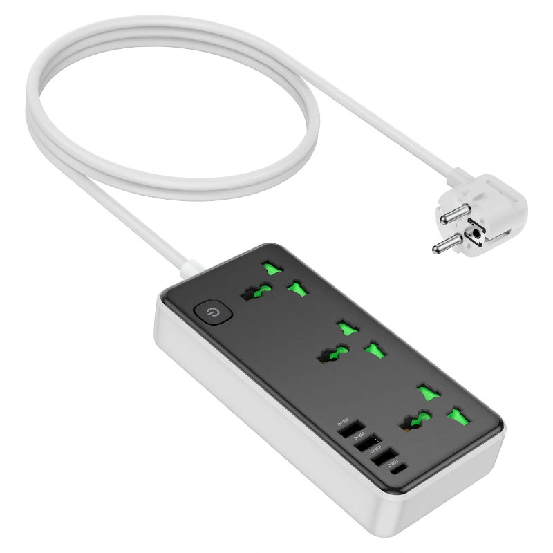 Сетевой фильтр Hoco AC7A Storm 3*USB-A, 1*USB-C, 3*розетки, 1.5м, Black. Фото 2