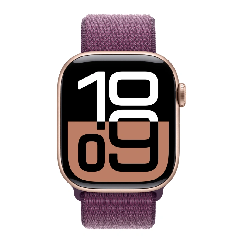 Apple Watch Series 10 LTE, 46 мм, алюминий цвета «розовое золото», спортивный браслет цвета "Plum" (MWY83). Фото 2