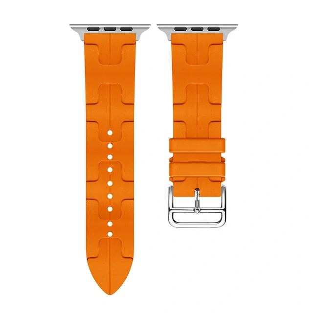 Ремешок Silicone Ermes для Apple Watch 42/44/45/49мм, Оранжевый. Фото 1