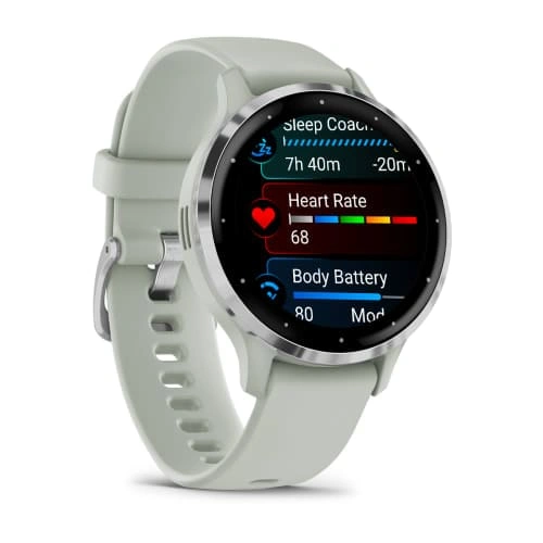 Умные часы Garmin Venu 3s Sage Gray with Silver Buckle. Фото 3