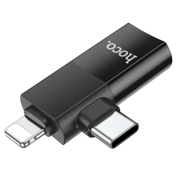 Переходник Hoco UA17 2-in-1 USB-A to Lightning/Type-C, Чёрный. Фото 2