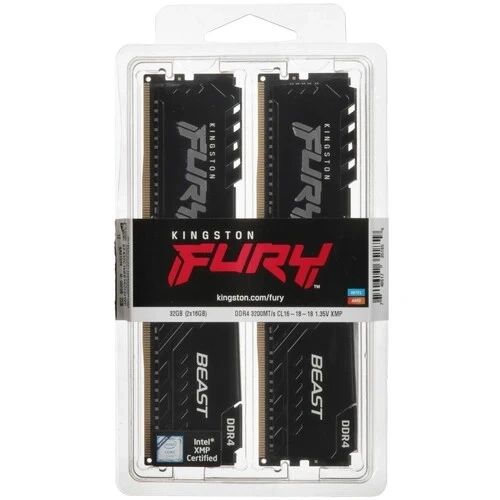 Оперативная память Kingston FURY Beast Black 32Гб, DDR4, 2х16 ГБ, 3200 МГц, CL16-18-18 (KF432C16BB1K2/32). Фото 3
